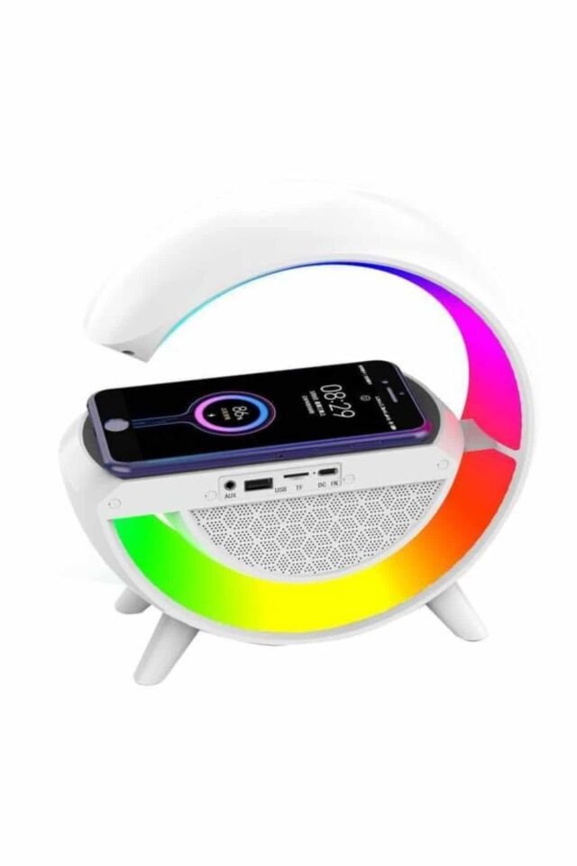 YamanHobi Bluetooth Hoparlör Gece Lambası Kablosuz Şarjlı NFC Destekli Beyaz