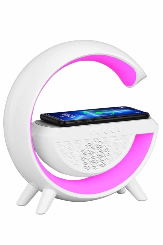 YamanHobi Bluetooth Hoparlör Gece Lambası Kablosuz Şarjlı NFC Destekli Beyaz