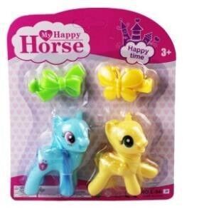 L-34-10 - PONY 2 Lİ FİGÜR SET TOKALI KARTELA MAVİ (Lisinya)