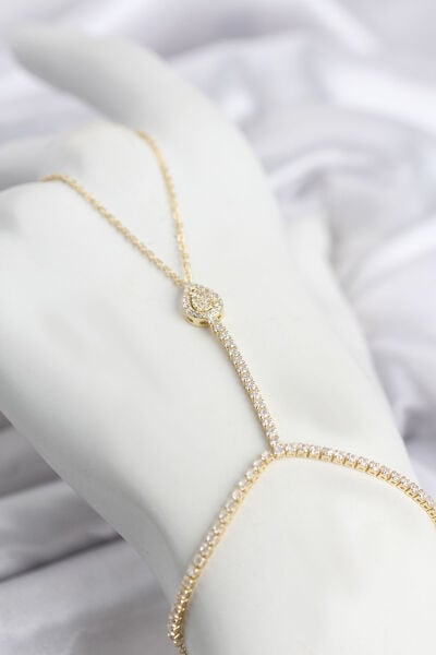 Gold Renk Pirinç Zirkon Taşlı Damla Model Şahmeran - Lisinya