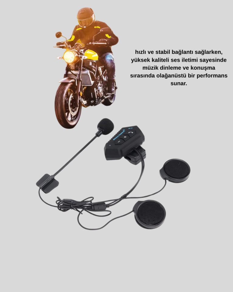 BT22 Kablosuz Kask Kulaklığı – Bluetooth 5.0, Intercom, Su Geçirmez ve Uzun Ömürlü Batarya - Lisinya