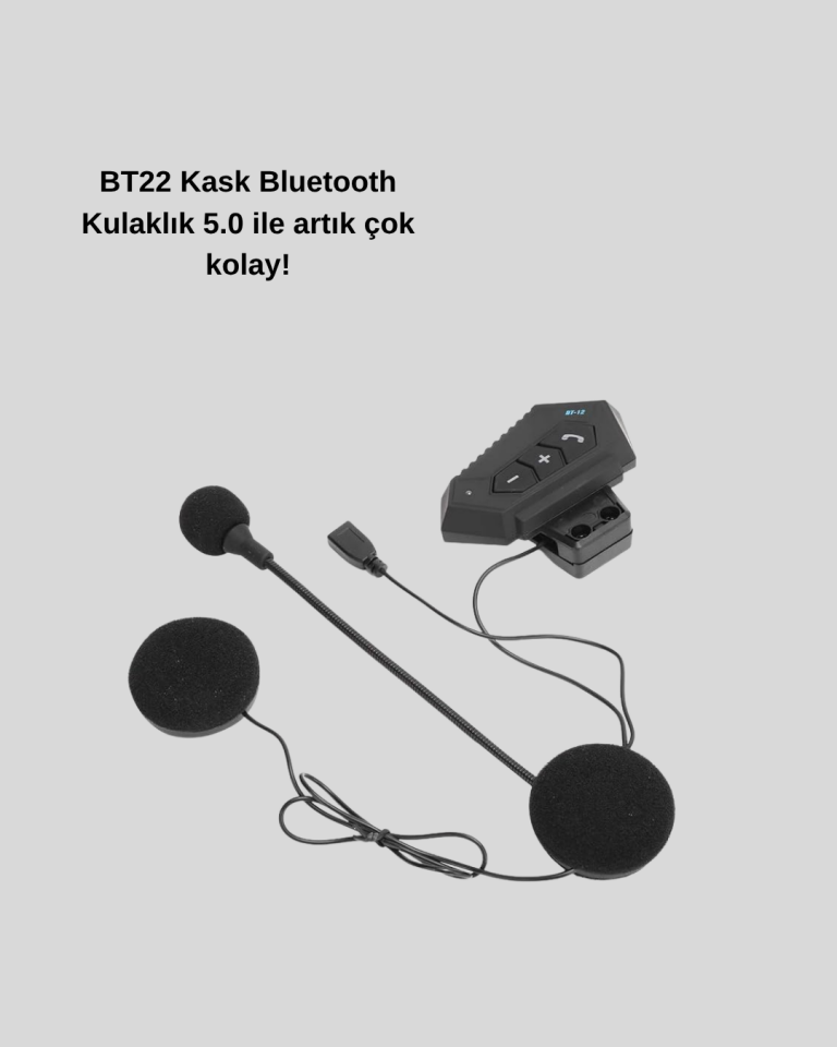 BT22 Kablosuz Kask Kulaklığı – Bluetooth 5.0, Intercom, Su Geçirmez ve Uzun Ömürlü Batarya - Lisinya