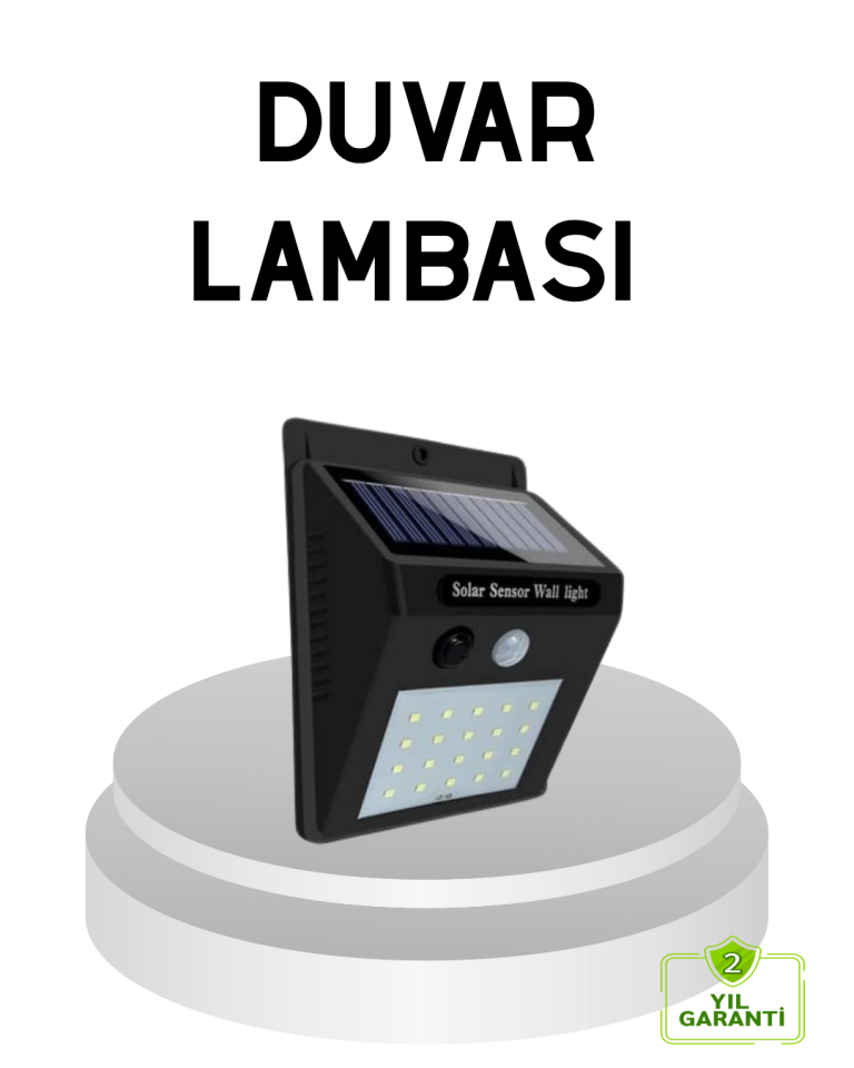 20 LED Güneş Paneli Aydınlatma – Fotoselli ve Hareket Algılamalı Dış Mekan Duvar Lambası - Lisinya