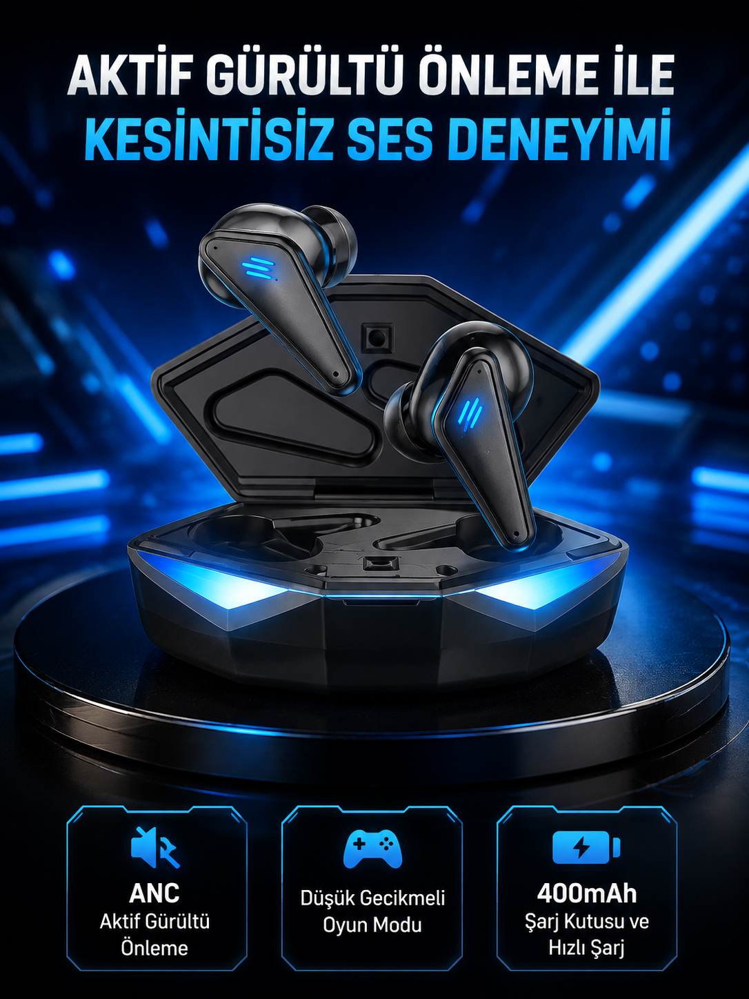 Profesyonel Bluetooth 5.0 Kulaklık – Dokunmatik Kontrol, 3D Surround Ses - Lisinya
