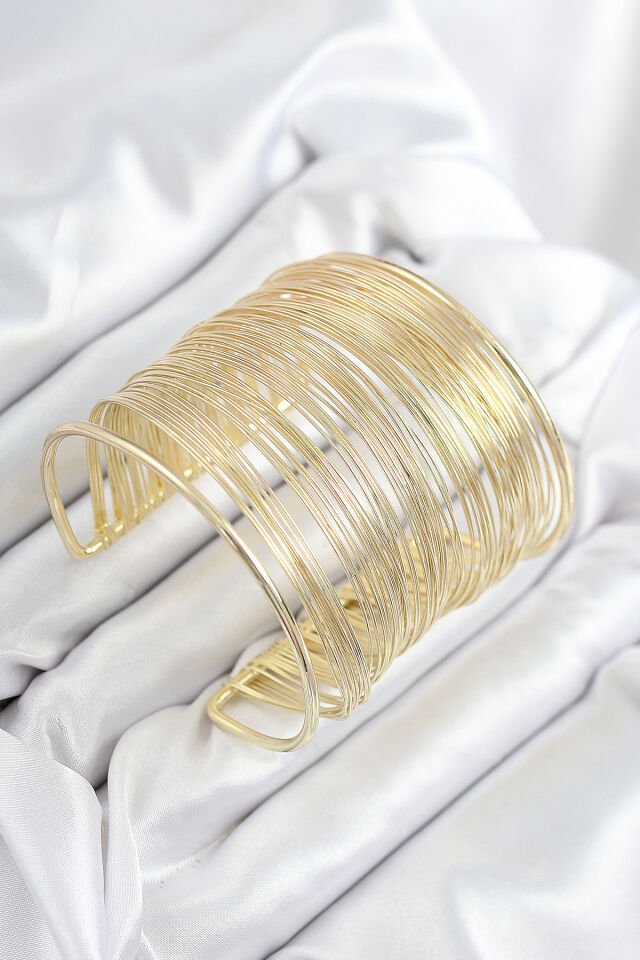 Pirinç Tel Sarma Model Gold Renk Kadın Bileklilk - Lisinya
