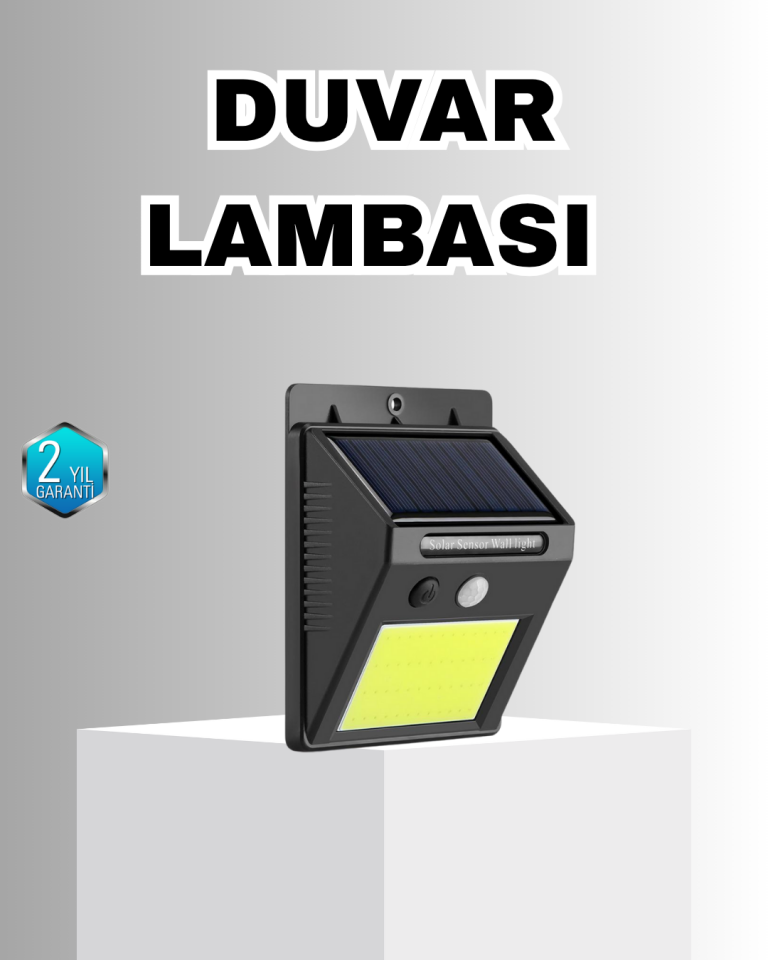 Solar Güçlü LED Dış Mekan Lambası – Güneş Enerjisiyle Şarj Olan Sensörlü Bahçe Işığı - Lisinya