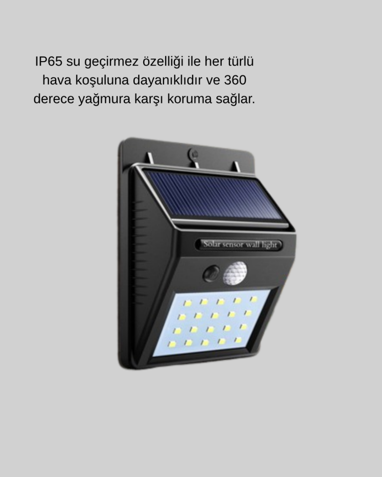 Solar Güçlü LED Dış Mekan Lambası – Güneş Enerjisiyle Şarj Olan Sensörlü Bahçe Işığı - Lisinya