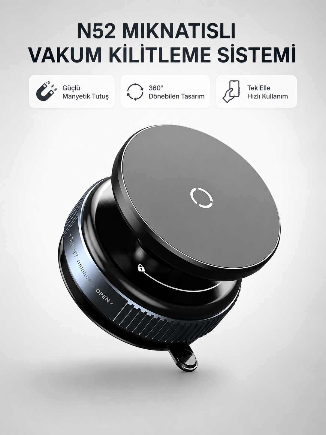 Mıknatıslı Araç Telefon Tutucu Vakum Teknolojili 360° Ayarlanabilir - Lisinya