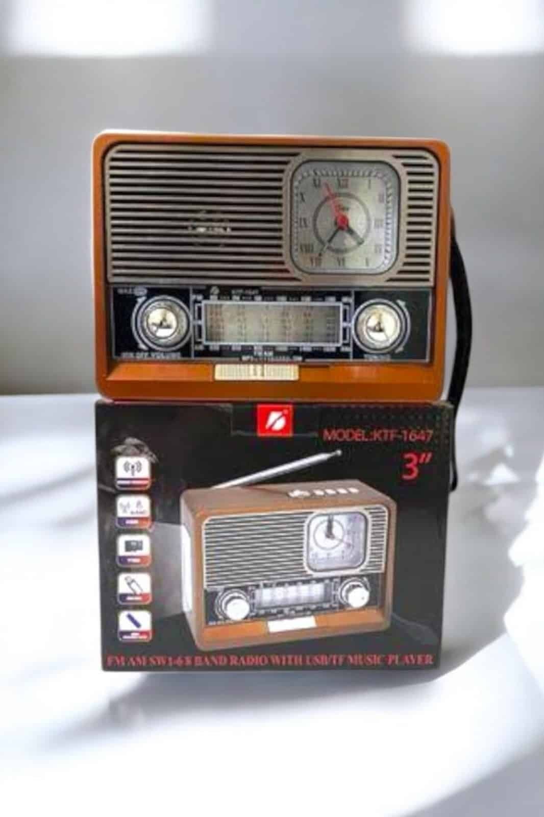 Ahşap Görünümlü Retro Bluetooth Radyo USB,AUX Ve SD Kart Girişli - Lisinya