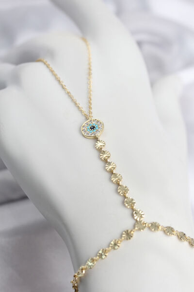 Gold Renk Pirinç Zirkon Taşlı Nazar Model Şahmeran - Lisinya