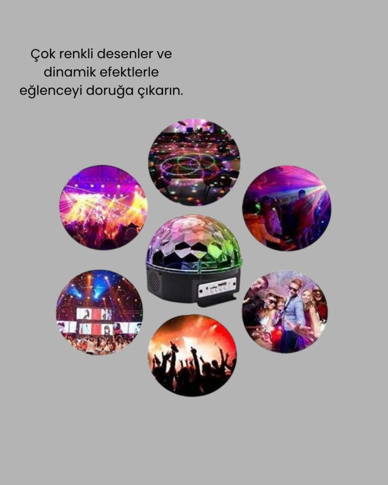 RGB LED Disko Topu Projektör – Ev Partileri, Doğum Günleri ve Eğlence İçin Işık Şovu - Lisinya
