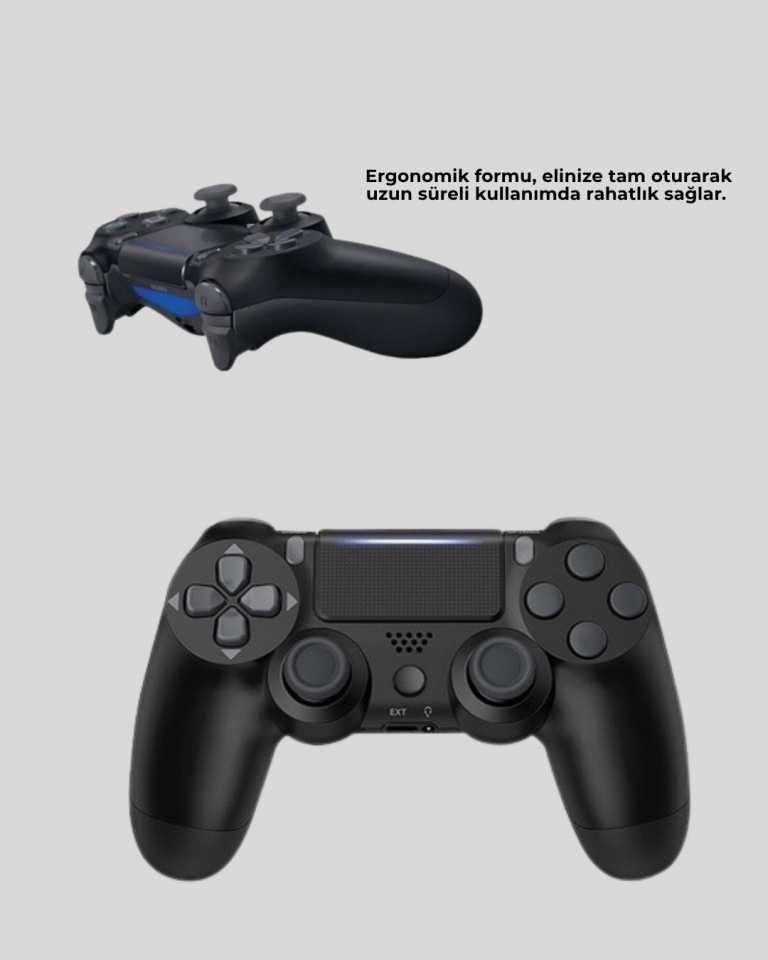 PS4 Uyumlu Kablosuz Oyun Kolu Ergonomik Çift Titreşimli - Lisinya