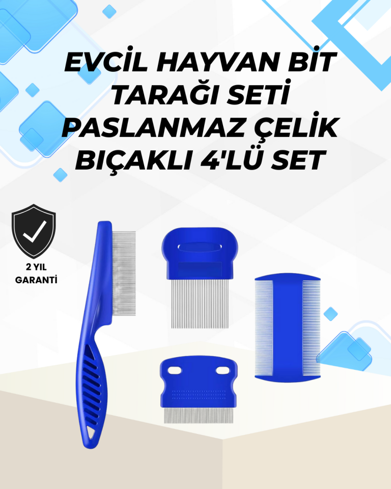 Uzun ve Kısa Tüylü Hayvanlara Özel Bit Tarağı ve Tüy Temizleme Seti - Lisinya