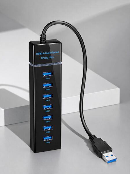 7 Port USB 3.0 Çoklayıcı Hub 5Gbps Veri Aktarım Adaptörü