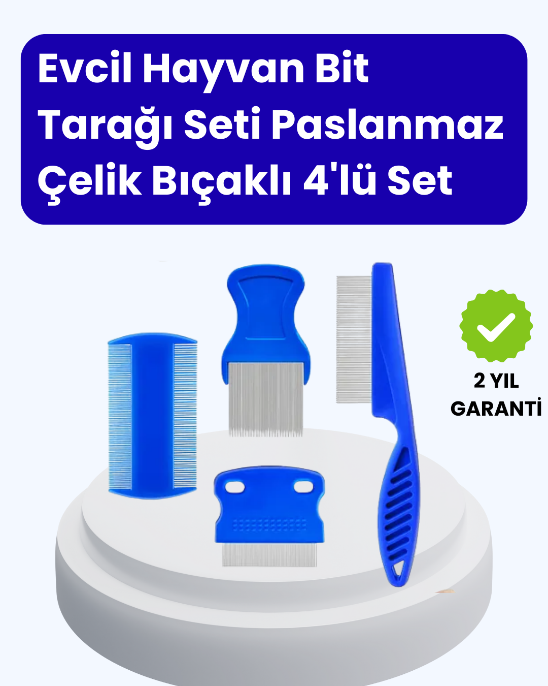 Evcil Hayvan Bakımı İçin Dayanıklı ve Çok Amaçlı Tarak Seti (4 Parça) - Lisinya
