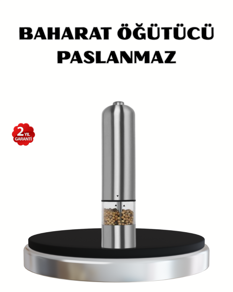 Modern Otomatik Baharat Öğütücü Seti – Pilli, Paslanmaz Çelik, LED Aydınlatmalı - Lisinya