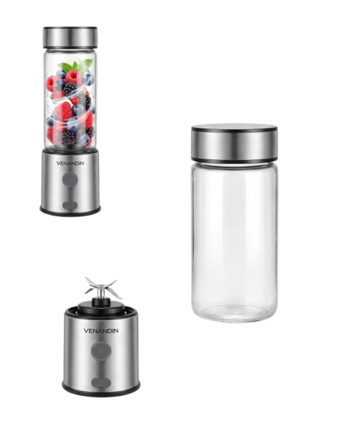 USB Type C Şarjlı Cam Blender 6 Bıçaklı Smoothie ve Shake Blender