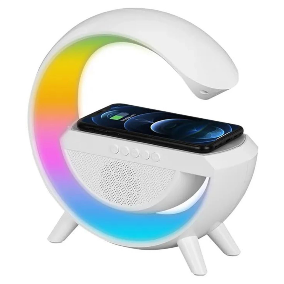 YamanHobi BT2301 Kablosuz Şarjlı RGB Masa Lambası Bluetooth Hoparlör Beyaz