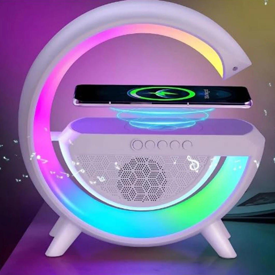 YamanHobi BT2301 Kablosuz Şarjlı RGB Masa Lambası Bluetooth Hoparlör Beyaz