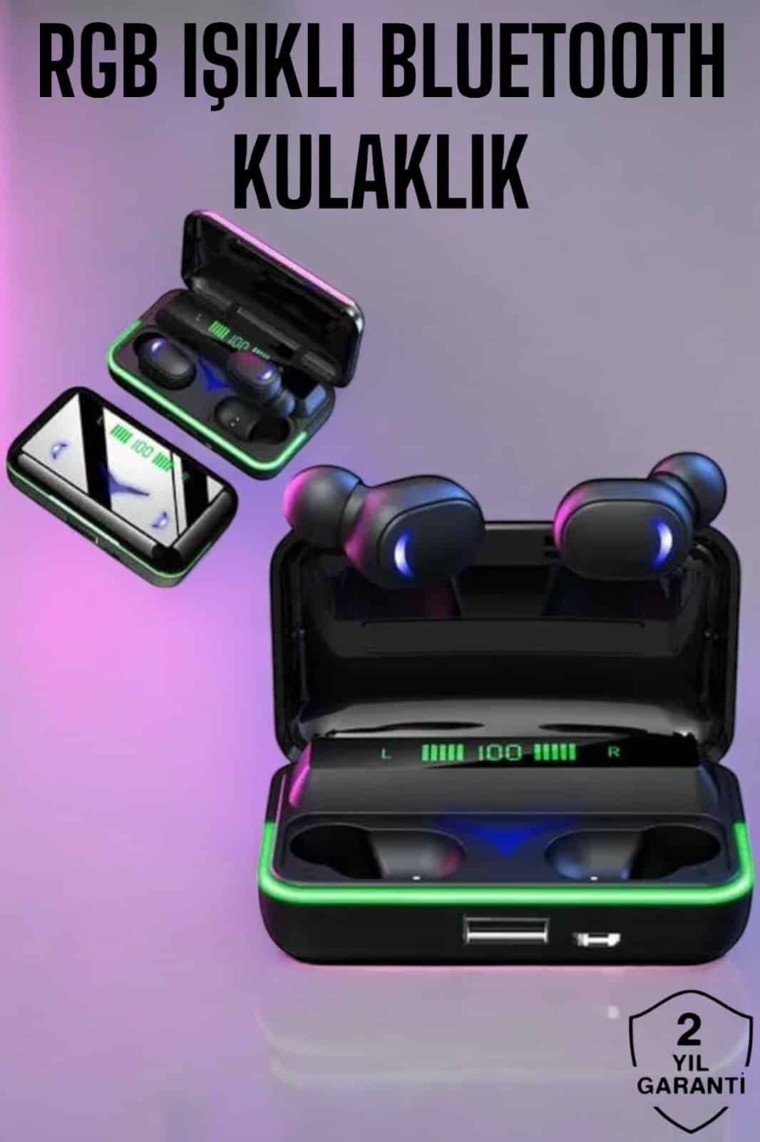 Powerbank Özellikli Kablosuz Bluetooth Kulaklık RGB Işıklı - Lisinya
