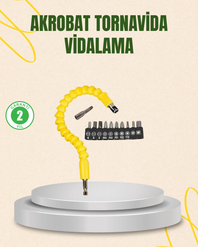 12 Parça Akrobat Vidalama Uç Seti Esnek Dar Alan Kullanım - Lisinya