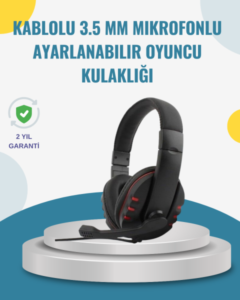 Kırmızı Gaming Kulaklık Stereo Mikrofonlu Dayanıklı Örgü Kablolu