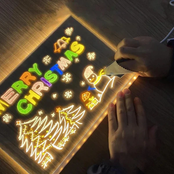 LED Aydınlatmalı Yazı ve Çizim Tahtası - Büyük Boy 30x20 cm ( Lisinya )
