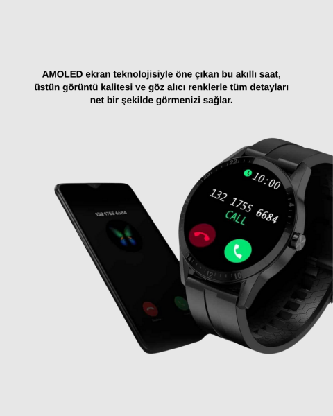 AMOLED Ekranlı Akıllı Saat – 3 Kordon Seçenekli, Suya Dayanıklı, Kalp Atış ve Uyku Takip Özellikli - Lisinya
