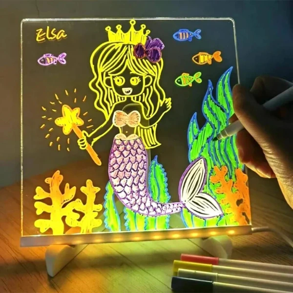 LED Aydınlatmalı Yazı ve Çizim Tahtası - Küçük Boy 20x20 cm ( Lisinya )