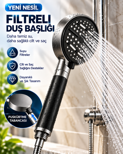 6 Modlu Filtreli Duş Başlığı Büyük Panel Su Tasarruflu Çok Fonksiyonlu Duş Başlığı