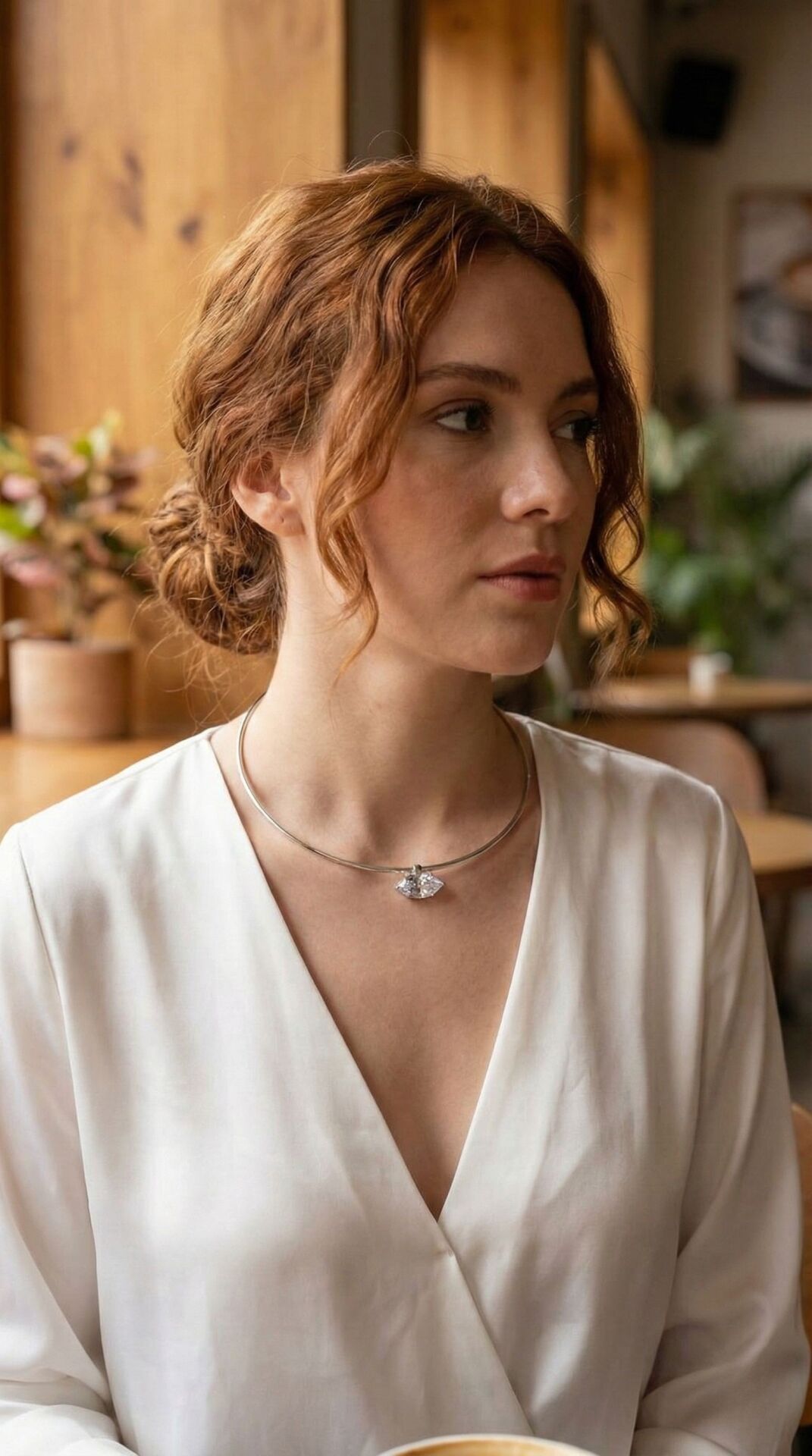 Pirinç Gümüş Renk Choker Model Zirkon Taşlı Kadın Kolye - Lisinya
