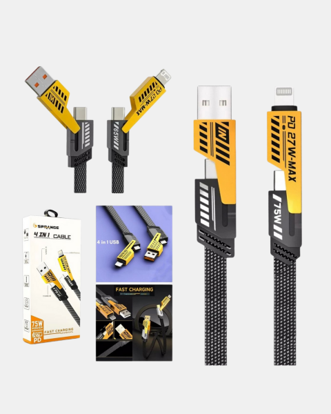 65W 4’ü 1 Arada Örgülü Hızlı Şarj Kablosu USB-C USB-A Çoklu Şarj Dayanıklı - Lisinya