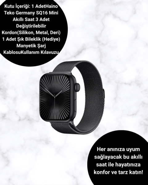 SQ-16 Mini Series 10 – Dokunmatik Akıllı Saat | Kalp Ritmi, SpO2, Uyku Takibi - Lisinya