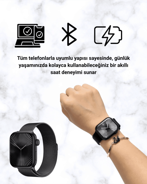 SQ-16 Mini Series 10 – Dokunmatik Akıllı Saat | Kalp Ritmi, SpO2, Uyku Takibi - Lisinya