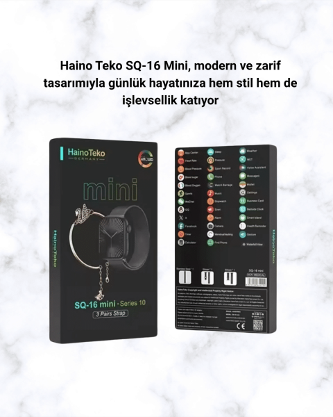 SQ-16 Mini Series 10 Akıllı Saat | Şık ve Hafif Tasarım, 3 Kordon Seçeneği - Lisinya