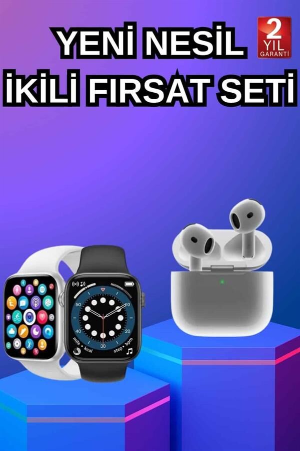 3.Nesil TWS Bluetooth Kulaklık ve Dokunmatik Ekran Akıllı Saat Sesli Görüşme - YamanHobi
