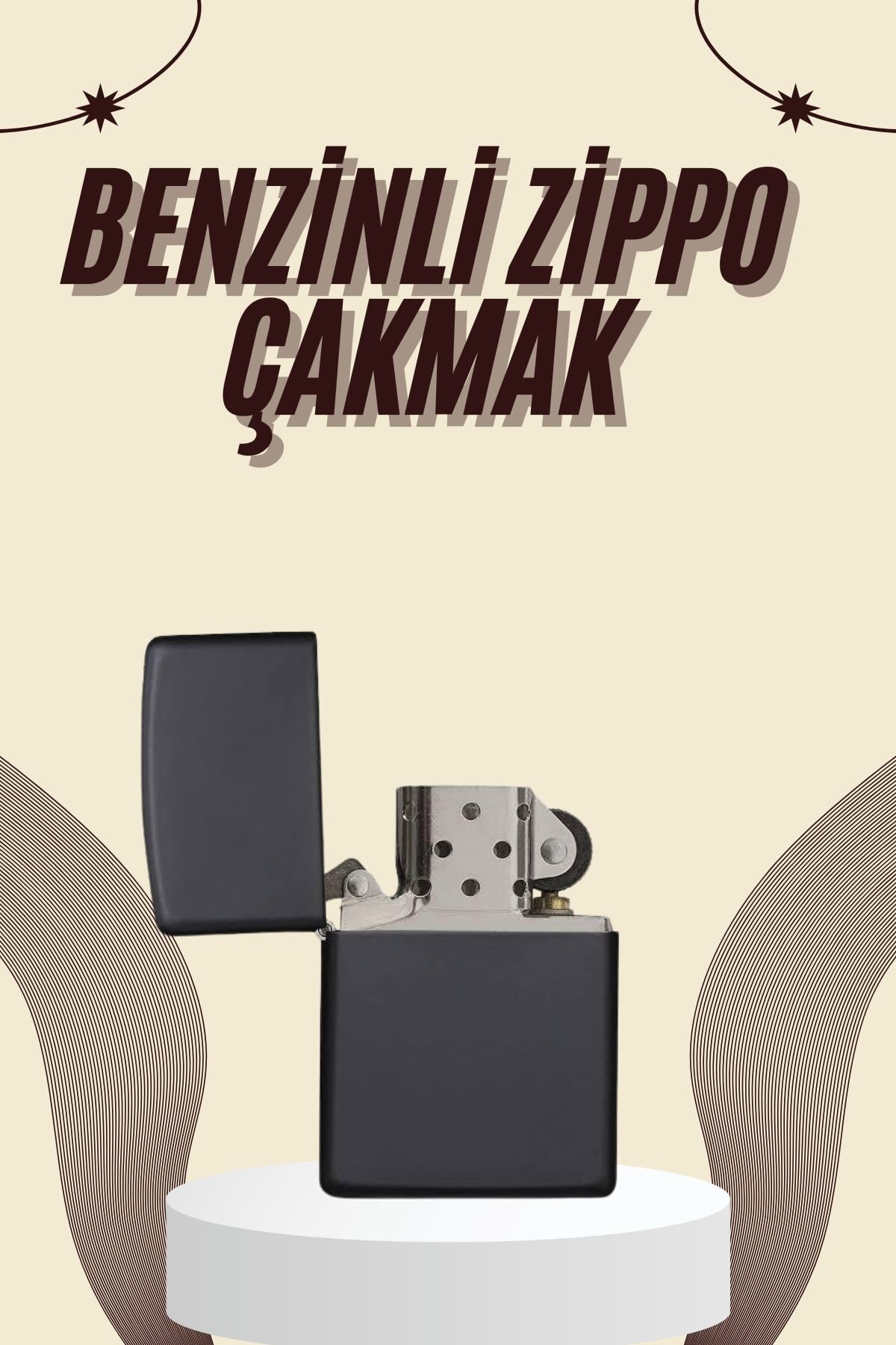 Çakmak Parlak Siyah Benzinli Çakmak Cep Boy Doldurulabilir - Lisinya