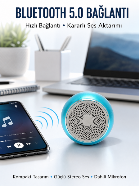 Taşınabilir Küçük Hoparlör – Otomatik Bağlantı ve Eller Serbest Mikrofon Yeni Nesil - Lisinya