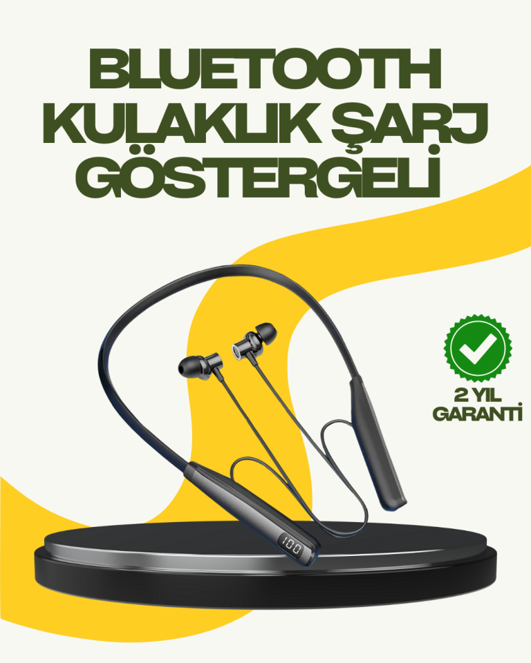 YamanHobi Y12 Boyun Askılı Bluetooth Kulaklık LCD Ekranlı Bluetooth 5.3
