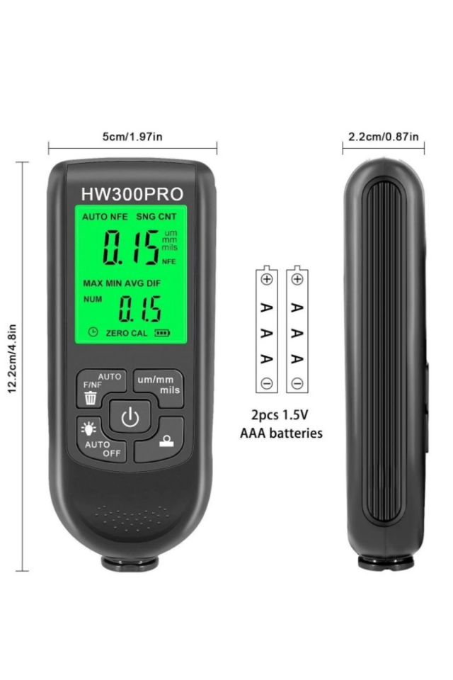 HW-300PRO Oto Boya Kalınlık Ölçer 0-2000µm Fe & NFe Kaplama Kalınlık Test Cihazı ( Lisinya )