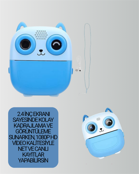 2.4” Ekranlı Mini Kamera – 1080p Kayıt + Mürekkepsiz Yazdırma - Lisinya