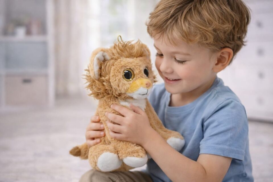 Peluş Cam Gözlü Hayvanlar 25 cm - Aslan (Lisinya)
