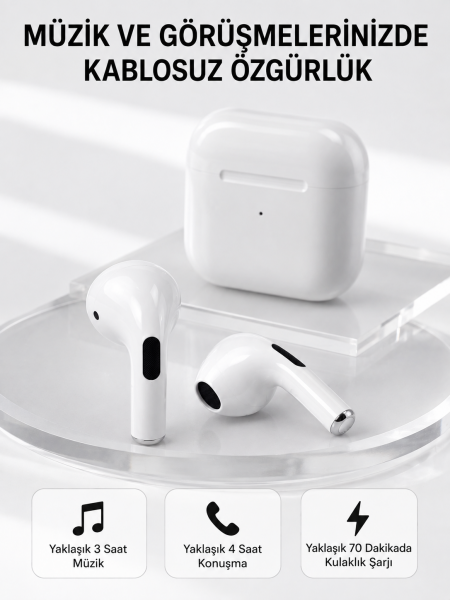 Bluetooth 5.3 TWS Kablosuz Kulak İçi Kulaklık 25 Metre Menzil Şarj Kutulu - Lisinya