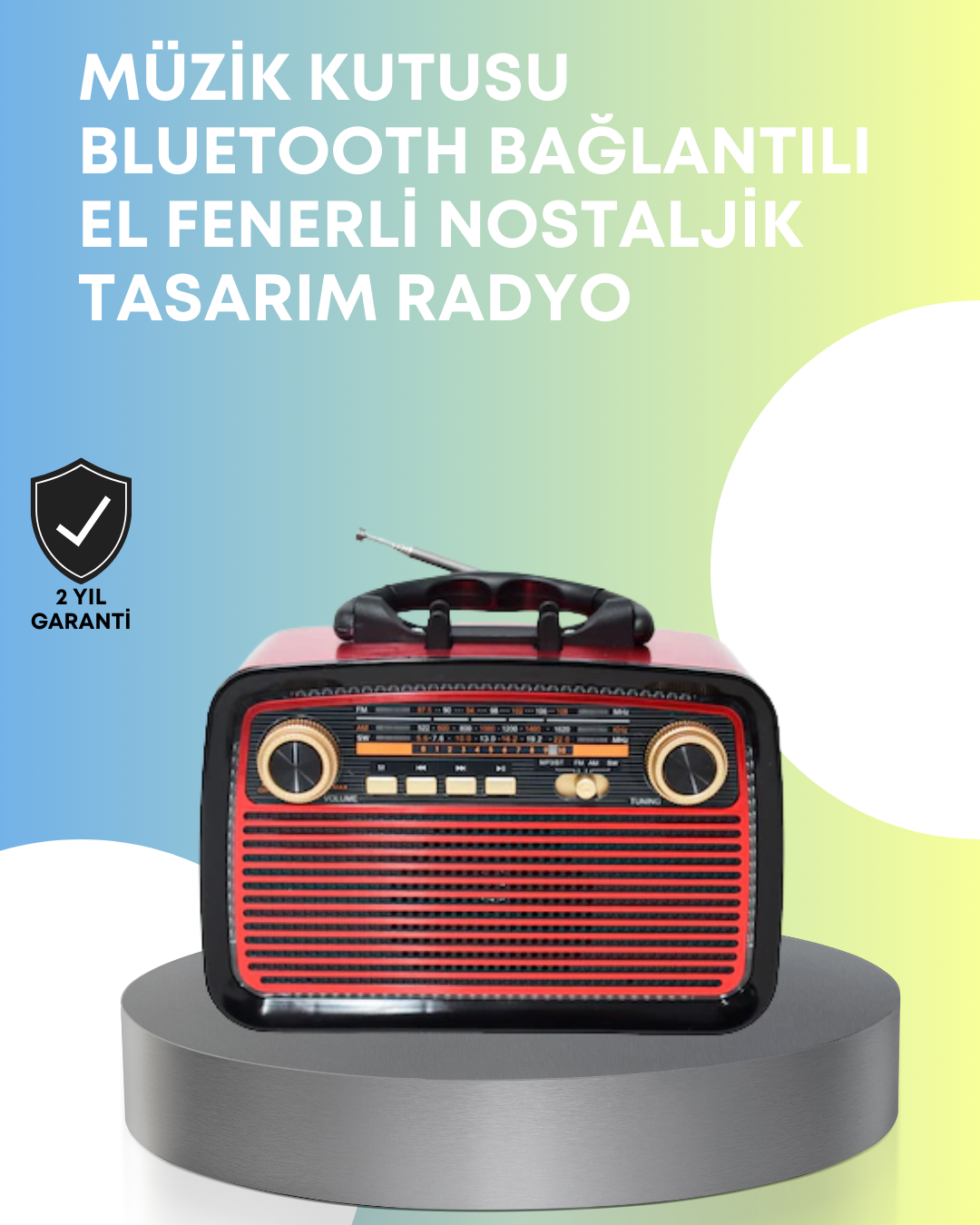YamanHobi Taşınabilir Hoparlör 1 kg Ergonomik Tutma Saplı Kahverengi