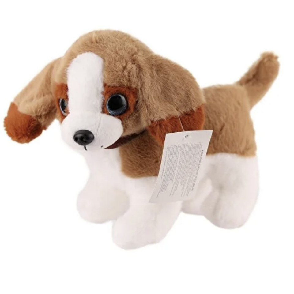Sesli Peluş Köpek - 2309033 - Kahverengi-Beyaz (Lisinya)