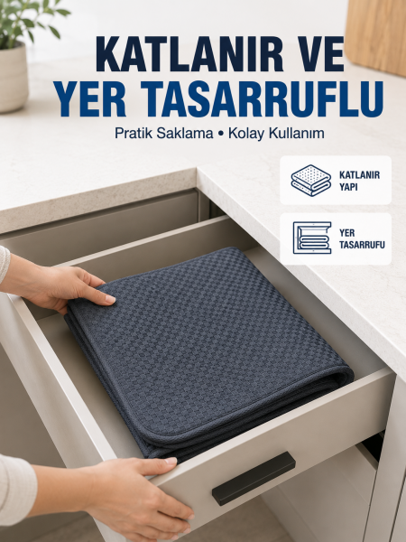 Mutfak İçin Su Emici Kurutma Matı Bardak, Tabak ve Kase Kurutma Matı - Lisinya