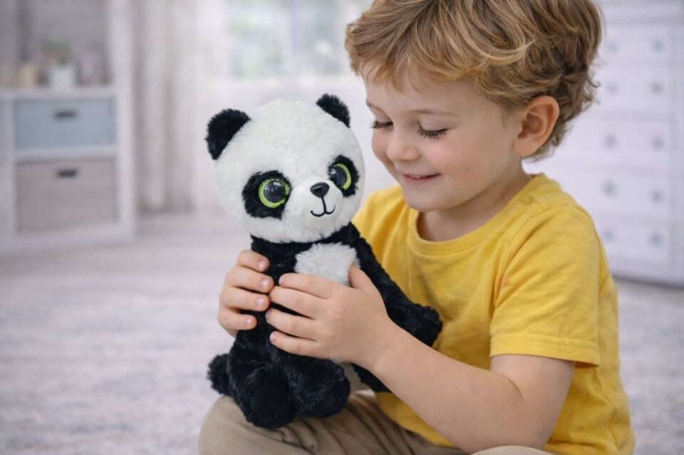 Peluş Cam Gözlü Hayvanlar 25 cm - Panda (Lisinya)