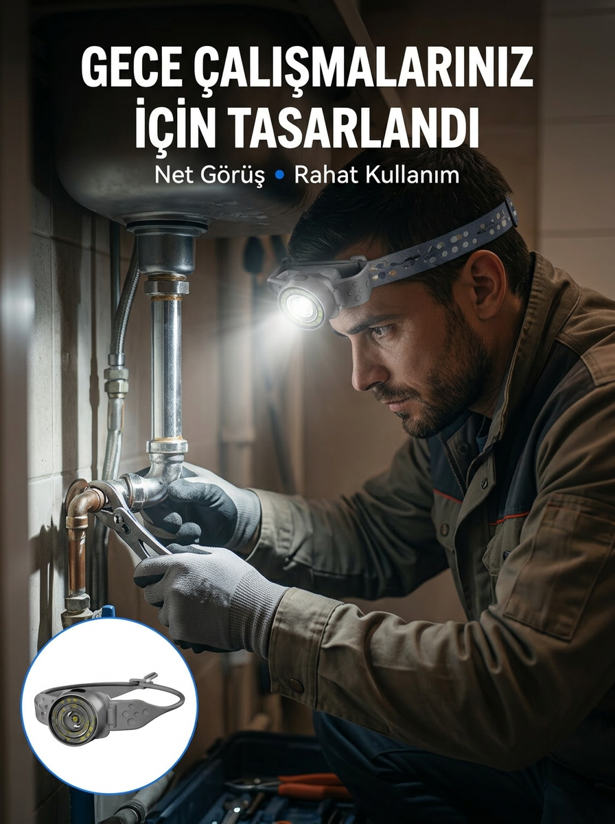 Yüksek Parlaklıklı LED Kafa Feneri Gece Çalışmaları İçin Yüksek Parlaklıklı - Lisinya