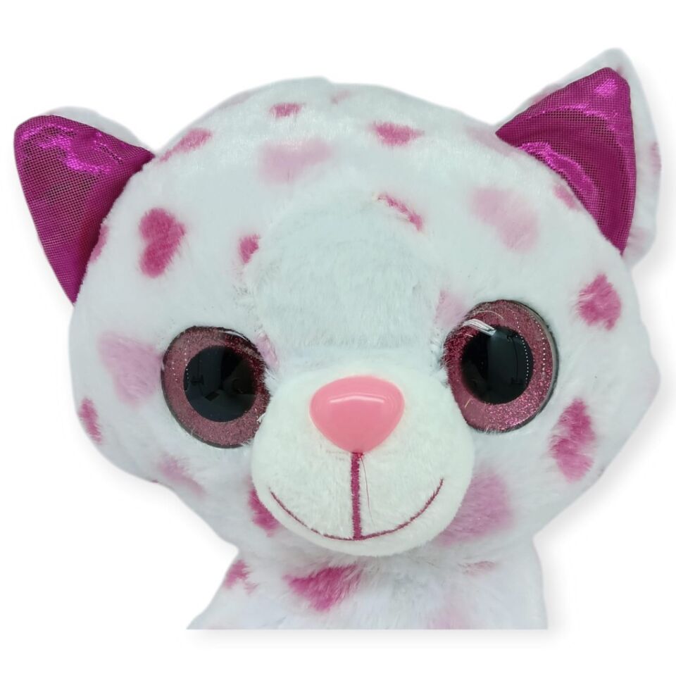 Peluş Cam Gözlü Hayvanlar 25 cm - Kedi (Lisinya)