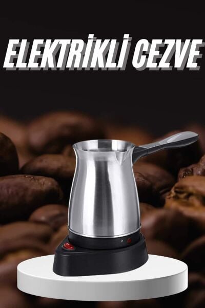 Paslanmaz Çelik Türk Kahvesi Makinesi 6 Fincan Kpasiteli Elektrikli Cezve - Lisinya